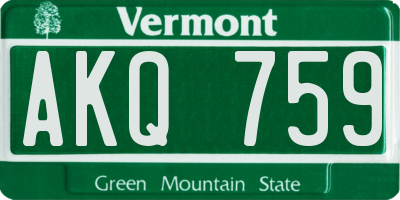 VT license plate AKQ759