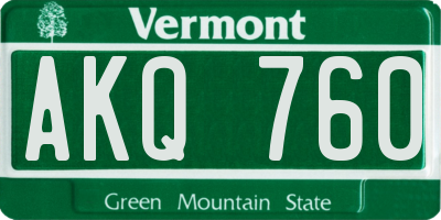 VT license plate AKQ760