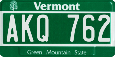 VT license plate AKQ762