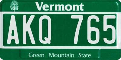 VT license plate AKQ765