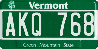 VT license plate AKQ768