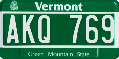 VT license plate AKQ769