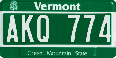 VT license plate AKQ774