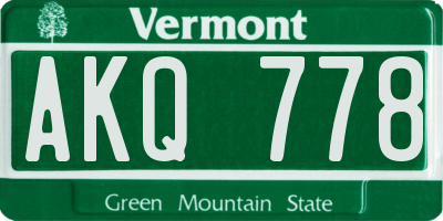 VT license plate AKQ778