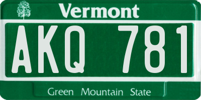 VT license plate AKQ781