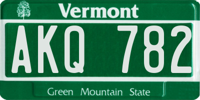 VT license plate AKQ782