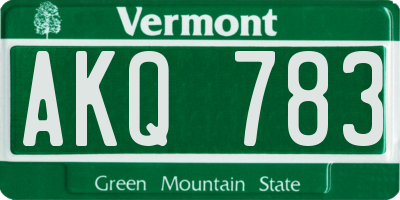 VT license plate AKQ783
