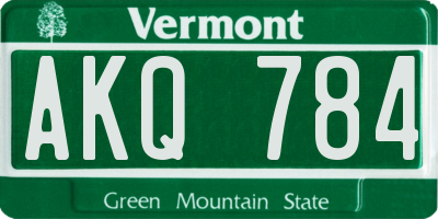 VT license plate AKQ784