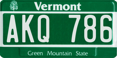 VT license plate AKQ786