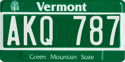 VT license plate AKQ787