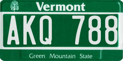 VT license plate AKQ788