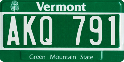 VT license plate AKQ791