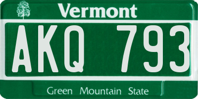 VT license plate AKQ793