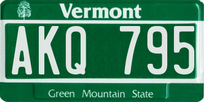 VT license plate AKQ795