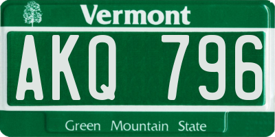 VT license plate AKQ796