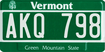 VT license plate AKQ798