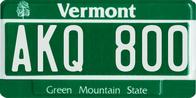 VT license plate AKQ800