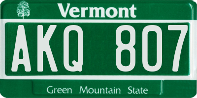 VT license plate AKQ807