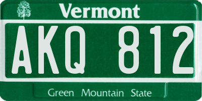 VT license plate AKQ812
