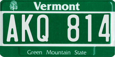 VT license plate AKQ814