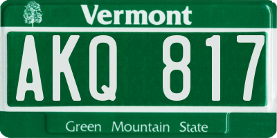 VT license plate AKQ817