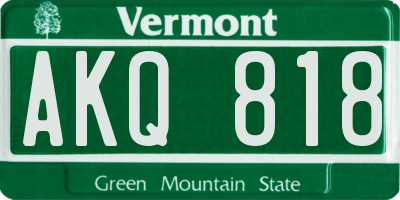 VT license plate AKQ818