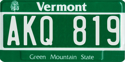 VT license plate AKQ819