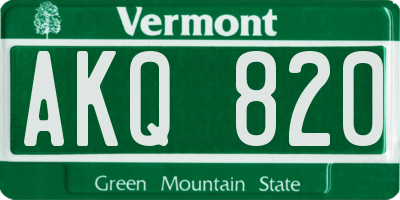 VT license plate AKQ820