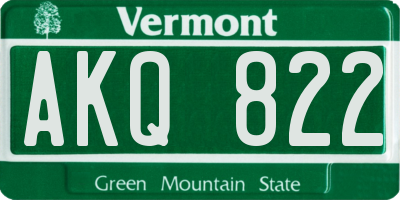 VT license plate AKQ822