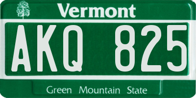 VT license plate AKQ825
