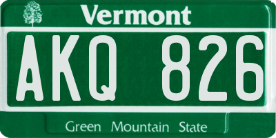 VT license plate AKQ826