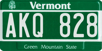 VT license plate AKQ828