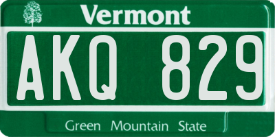 VT license plate AKQ829