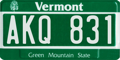 VT license plate AKQ831