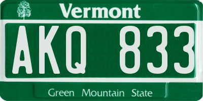 VT license plate AKQ833