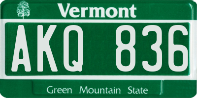 VT license plate AKQ836