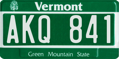 VT license plate AKQ841