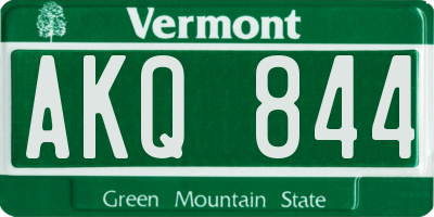 VT license plate AKQ844