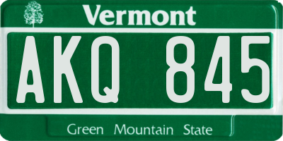 VT license plate AKQ845