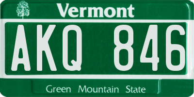 VT license plate AKQ846