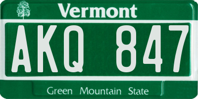 VT license plate AKQ847