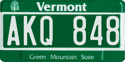 VT license plate AKQ848
