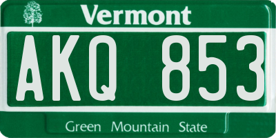 VT license plate AKQ853