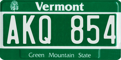VT license plate AKQ854