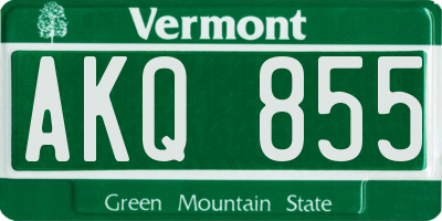 VT license plate AKQ855