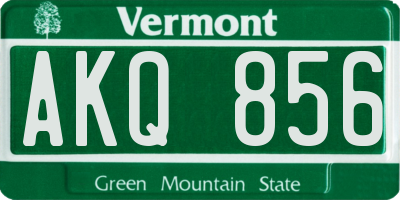 VT license plate AKQ856