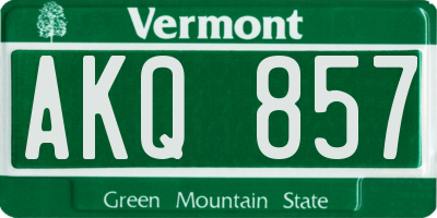 VT license plate AKQ857