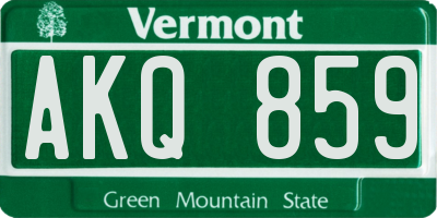 VT license plate AKQ859