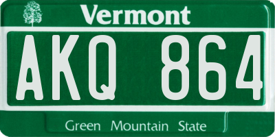 VT license plate AKQ864