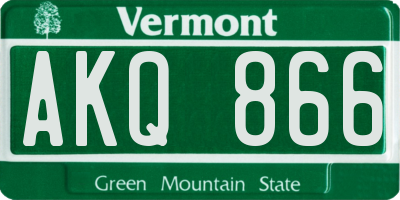 VT license plate AKQ866